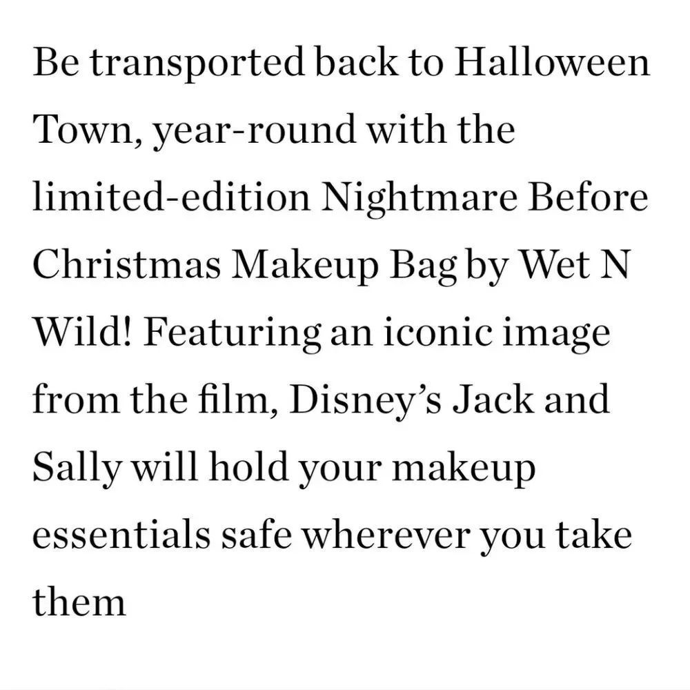 Wet-N-Wild X Nightmare Before Christmas Makeup‎ Bag